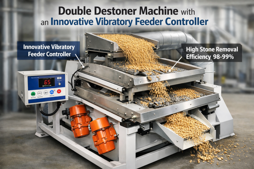 Double Destoner Machine with an Innovative Vibratory Feeder Controller